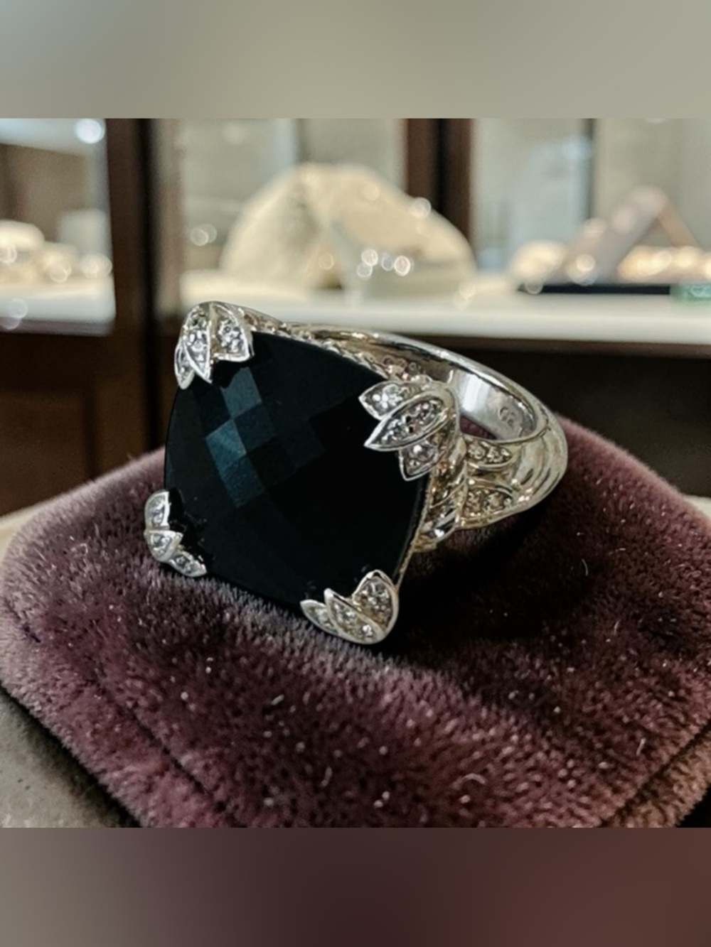 Judith Ripka Luxury Vintage Couture Runway Authentic Formal Silver Onyx Ring